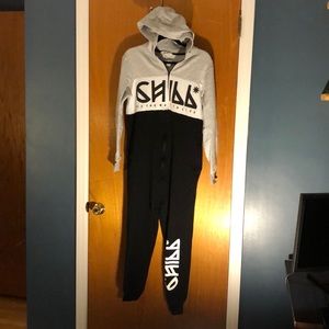Hooded sweatshirt onesie